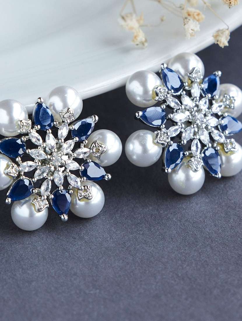 opal touch timeless beauty white pearl studded earrings - 22277907 -  Standard Image - 1