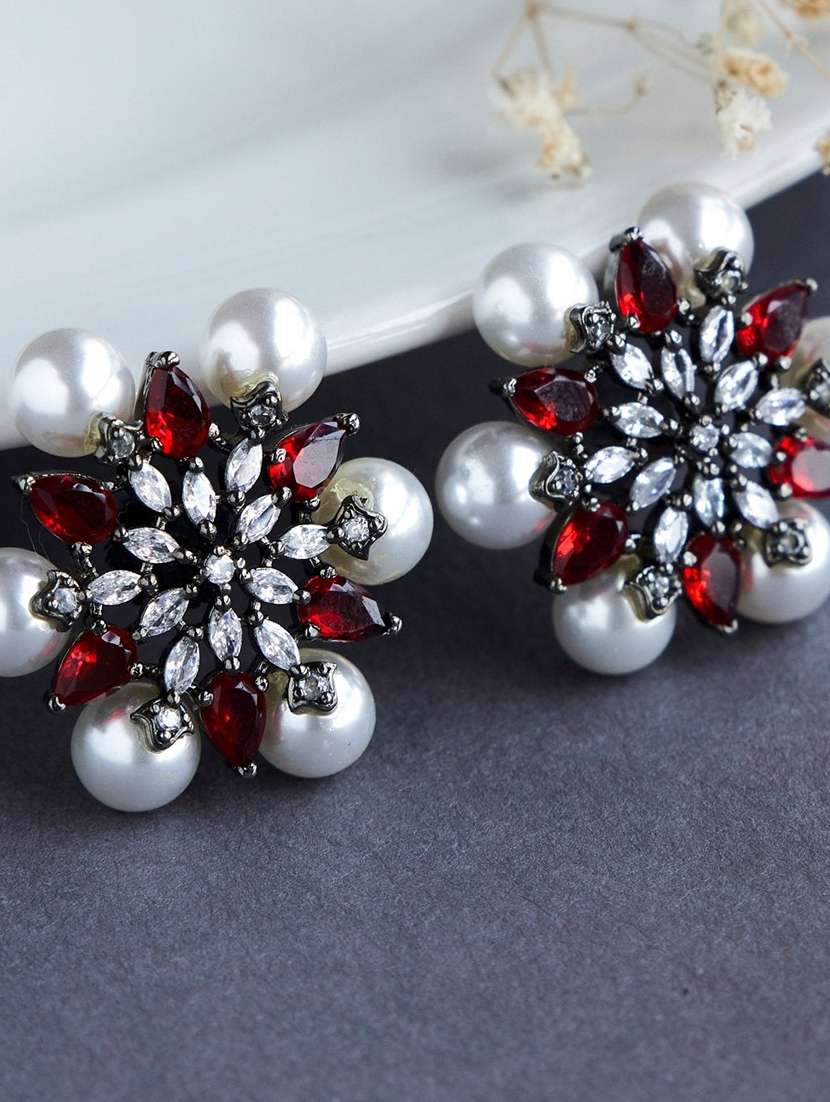 opal touch timeless beauty white pearl studded earrings - 22277909 -  Standard Image - 1