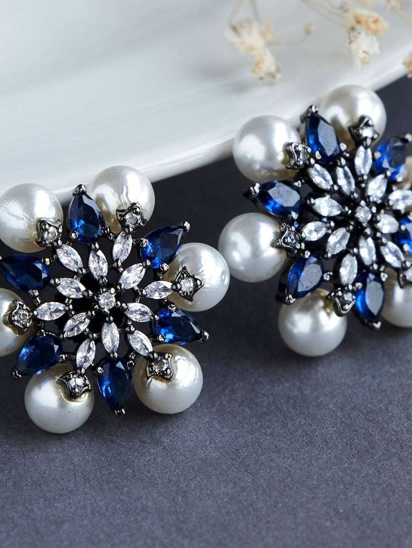 opal touch timeless beauty white pearl studded earrings - 22277910 -  Standard Image - 1