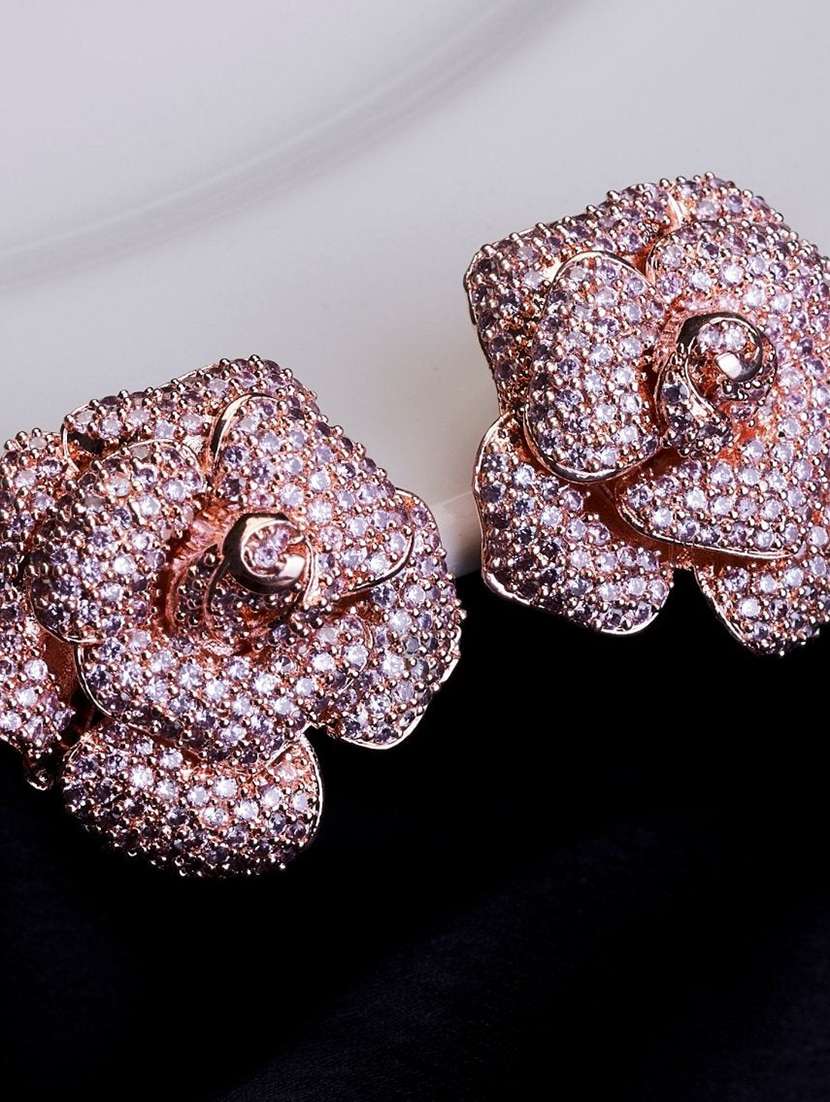 women brass floral studs earring - 22277922 -  Standard Image - 1
