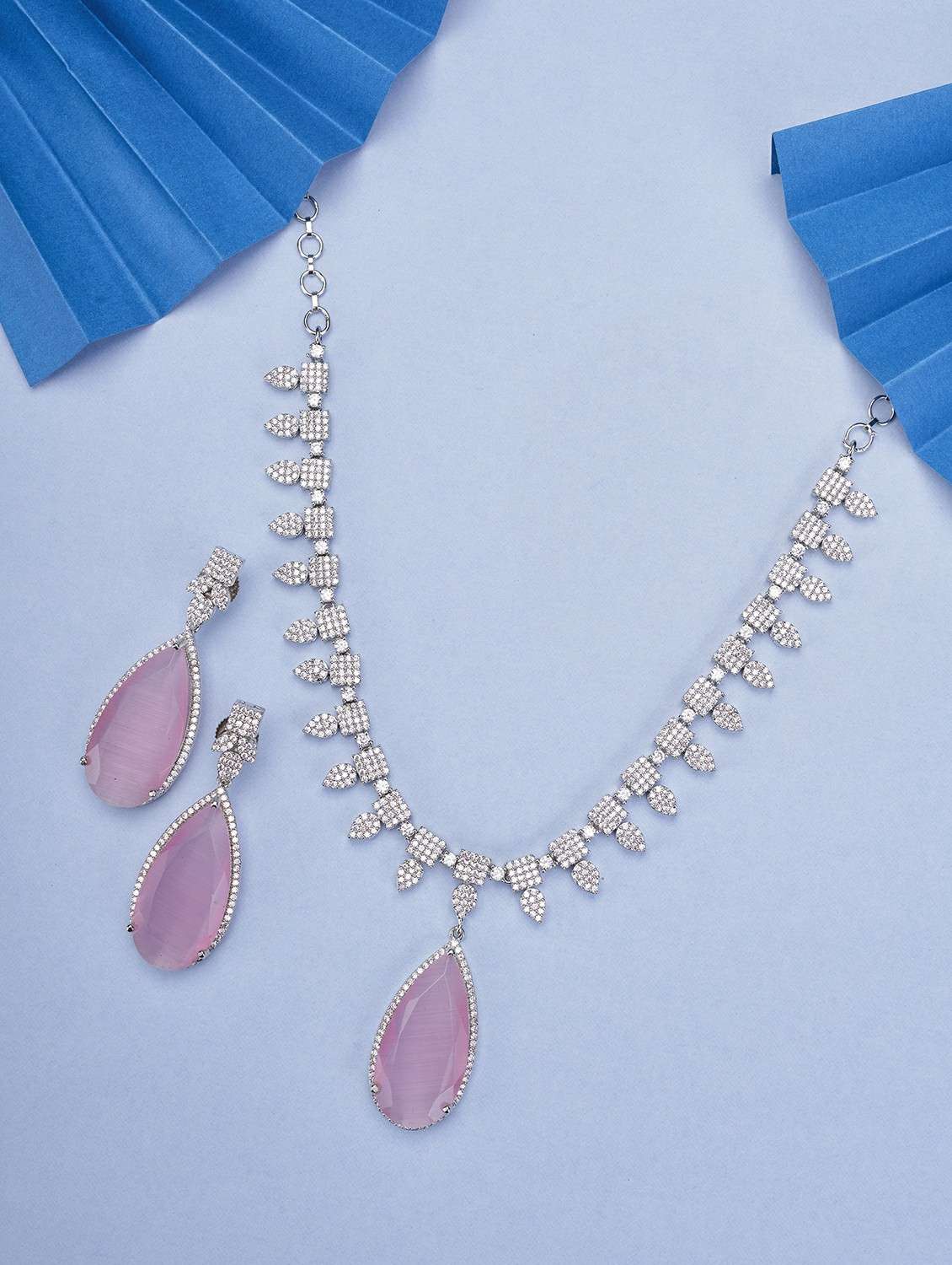  women ruby necklace and earring set