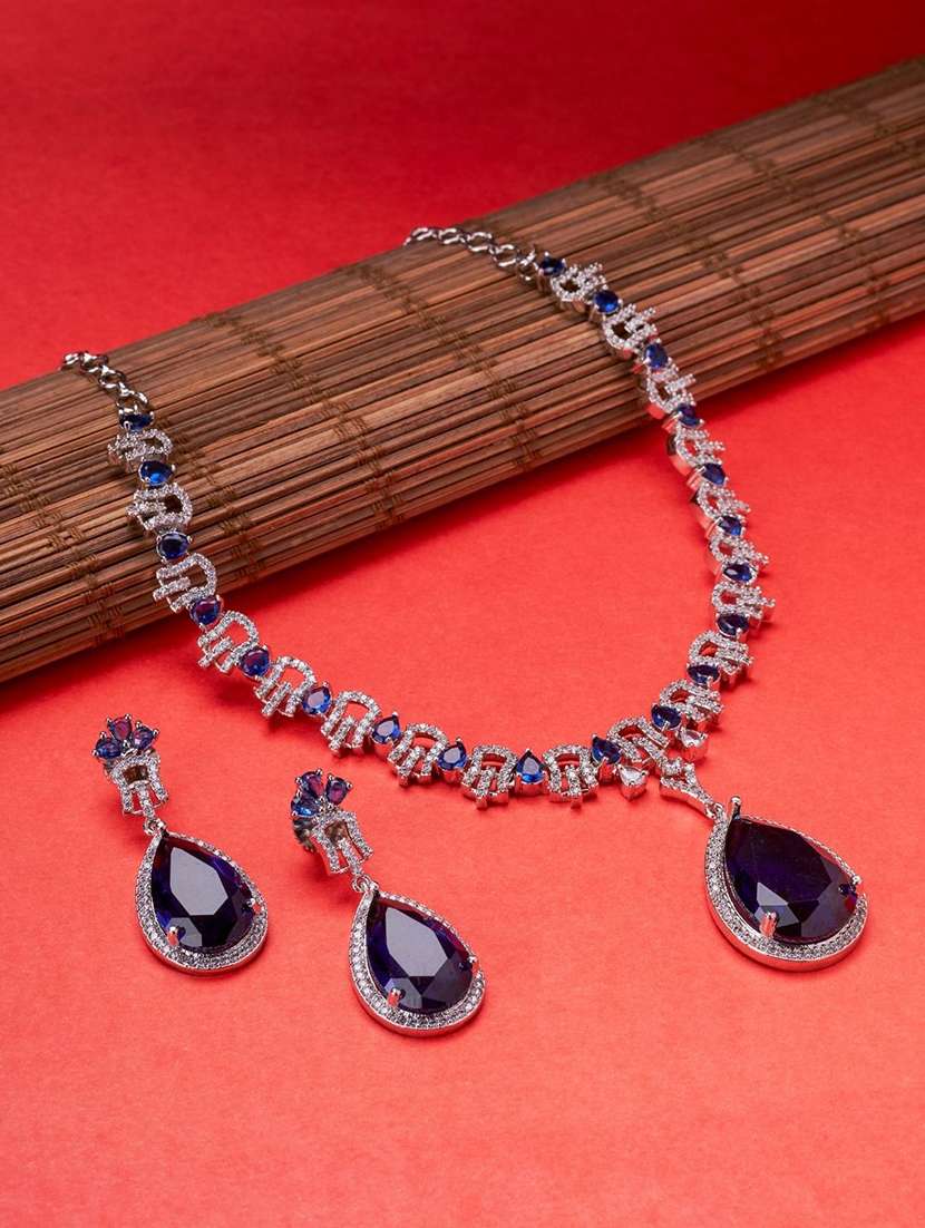 women ruby necklace and earring set