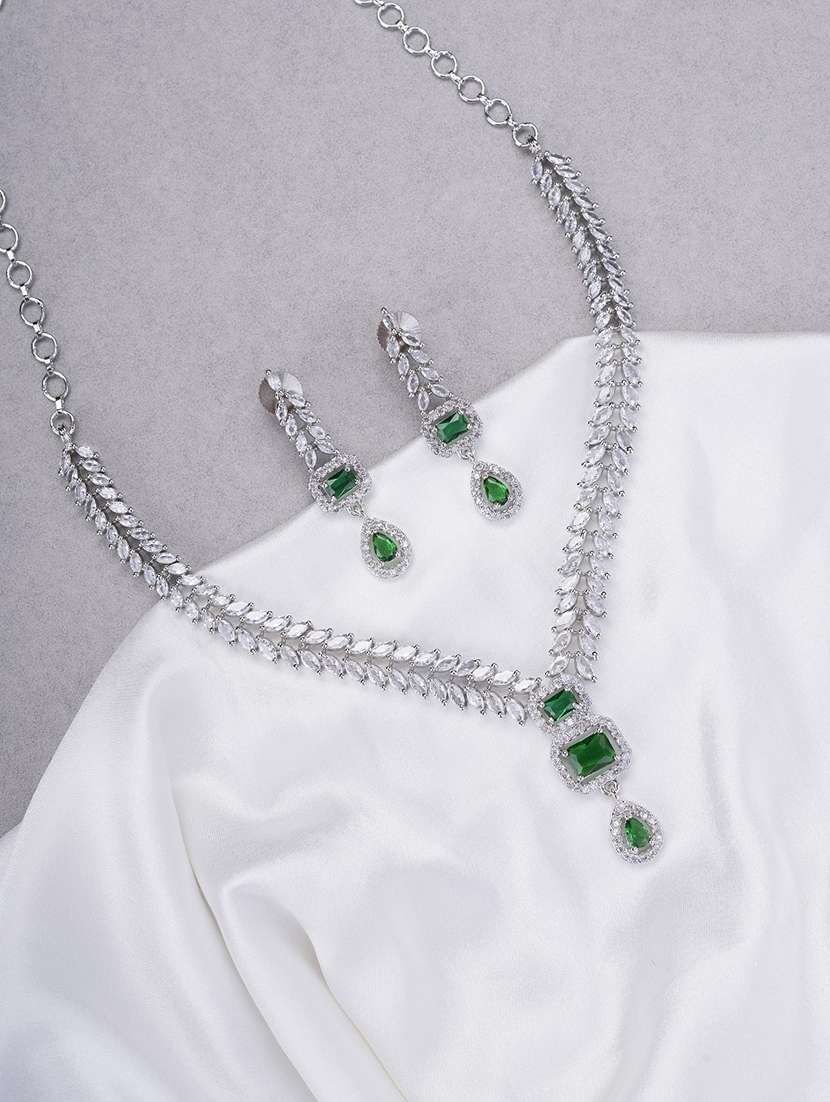 women stone studded necklace and earring set