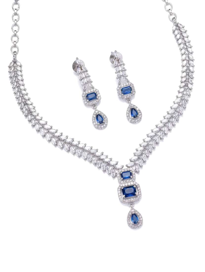 women stone studded necklace and earring set - 22277973 -  Standard Image - 1
