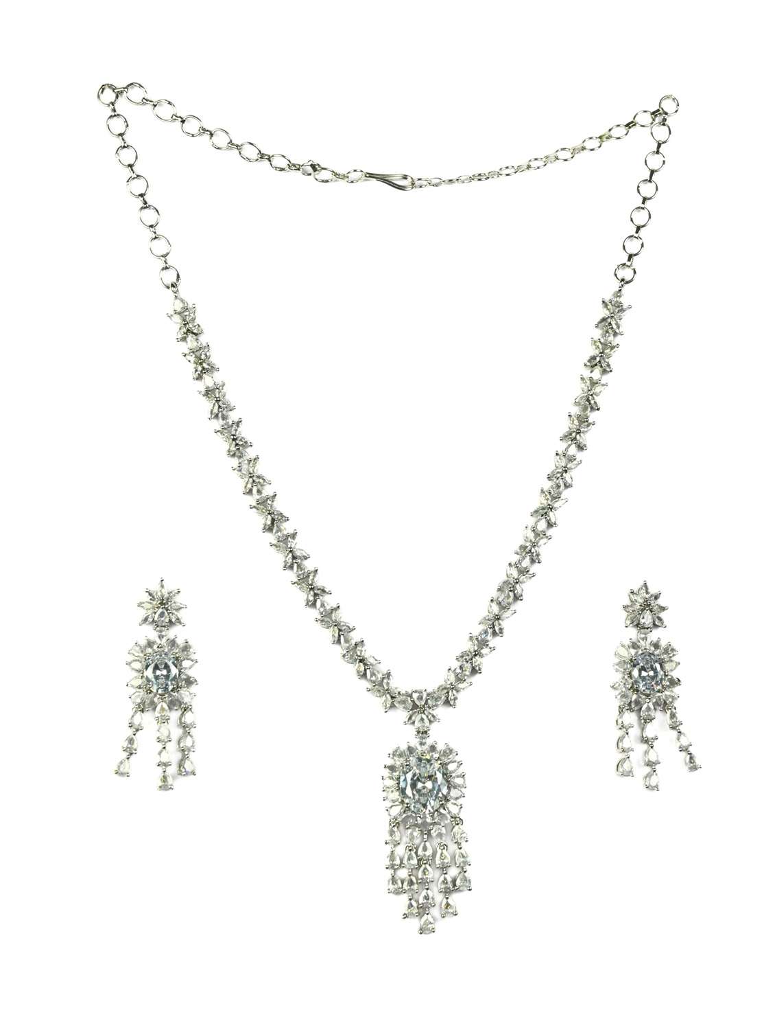 women stone studded necklace and earring set - 22278003 -  Standard Image - 1