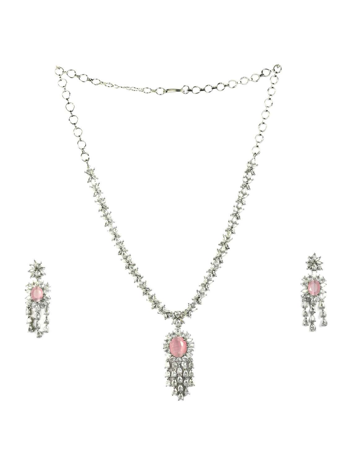 women stone studded necklace and earring set - 22278006 -  Standard Image - 1