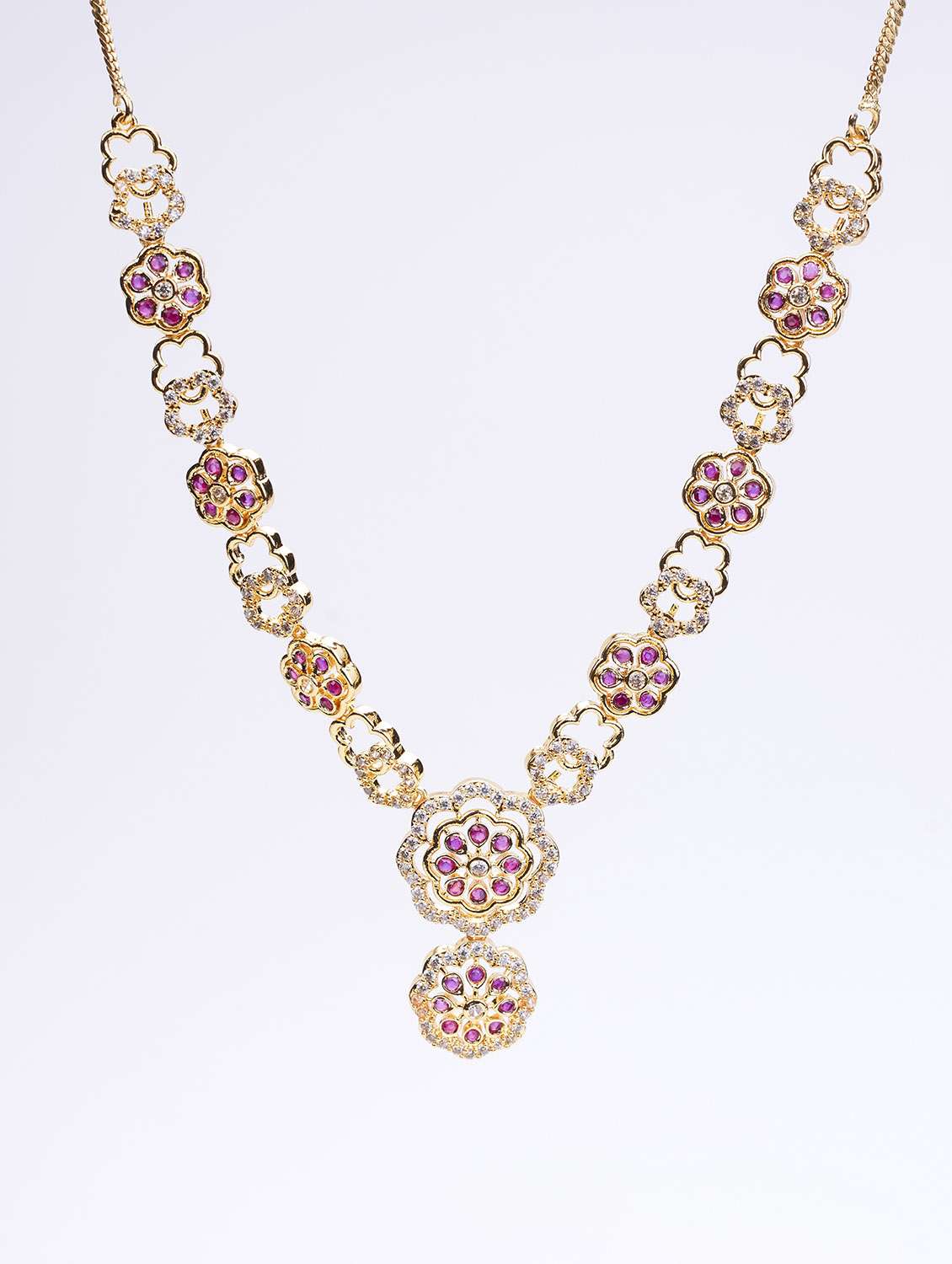 women stone studded necklace and earring set - 22278012 -  Standard Image - 1