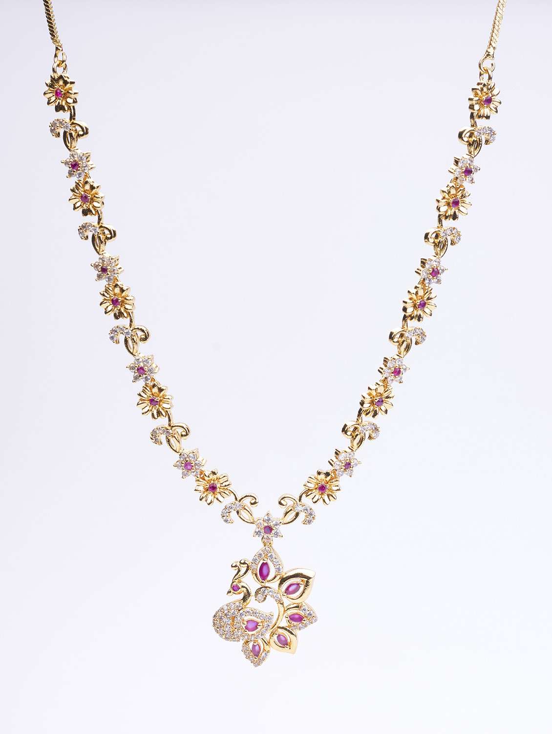 women stone studded necklace and earring set - 22278014 -  Standard Image - 1