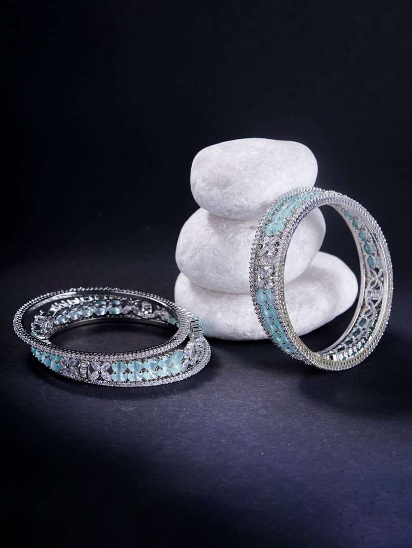 crystal fancy rhodium bangles (pack of 6)