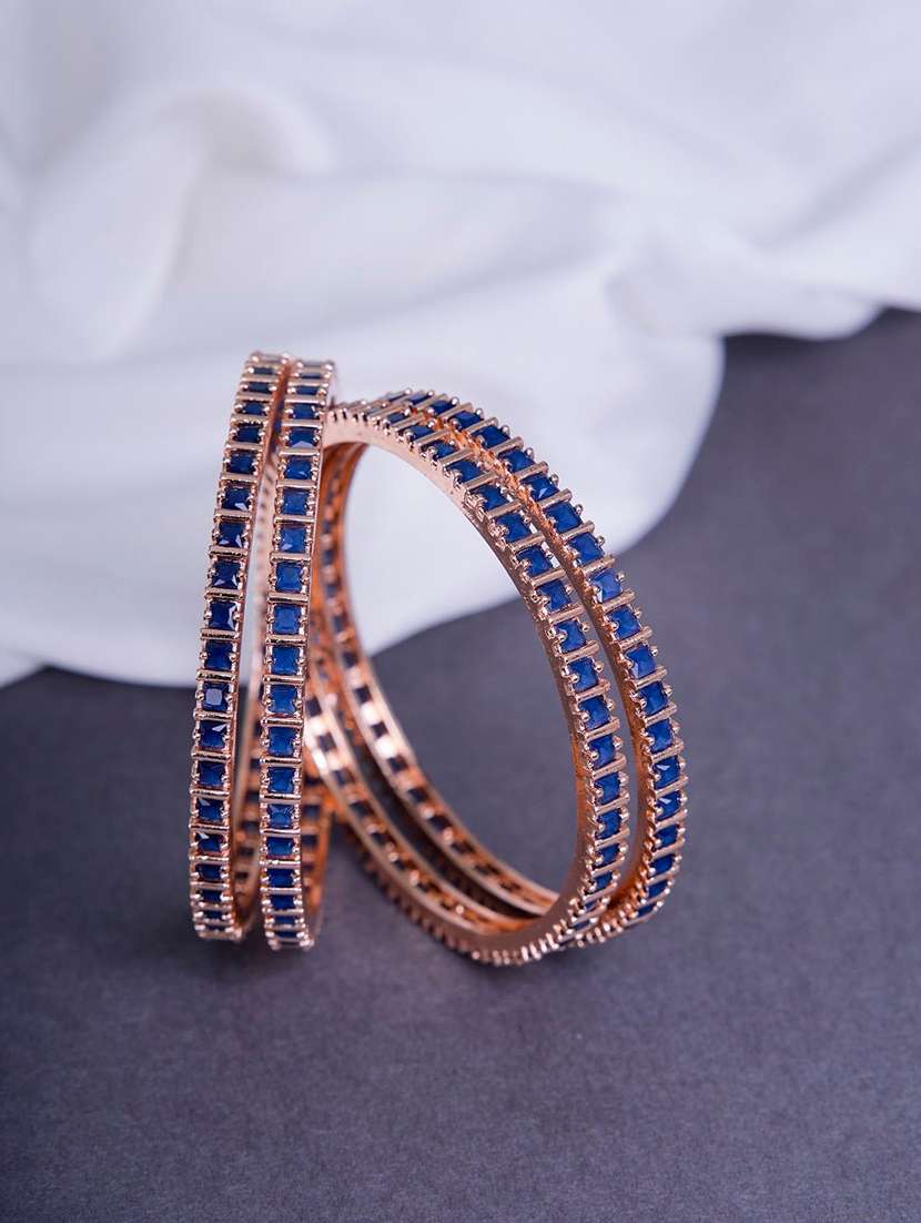 women blue brass bangles