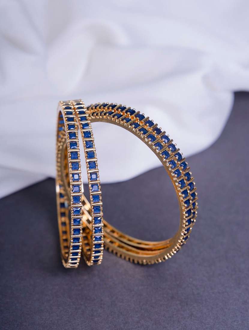 women blue brass bangle