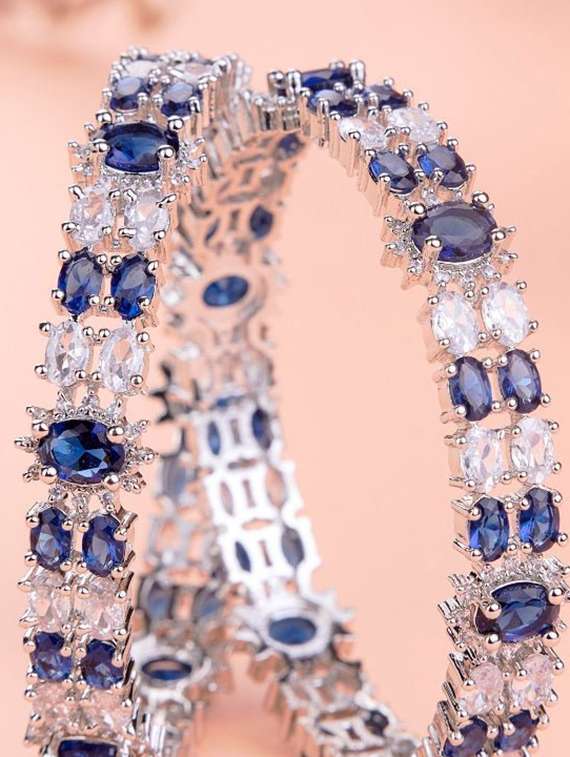women blue brass bangle - 22278201 -  Standard Image - 1