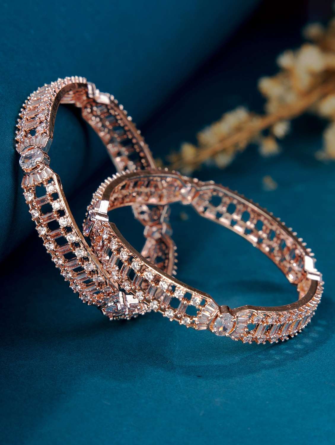rose gold splendor bangles set (pack of 2)