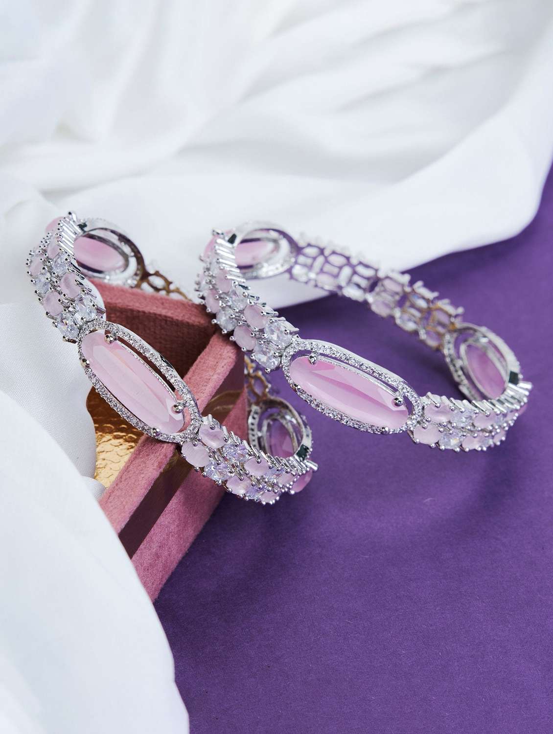 women pink brass bangle