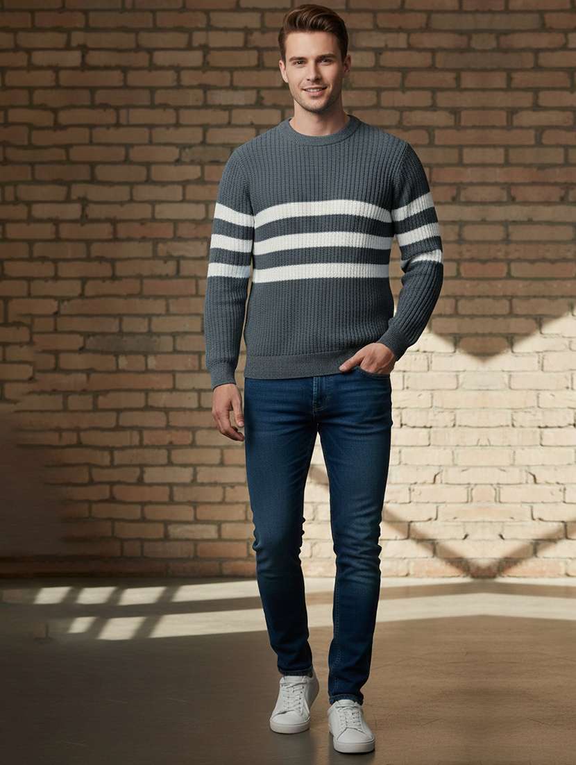 men striped long sleeve regular fit pullover  - 22278310 -  Standard Image - 4