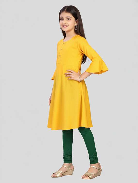 girls three quarter sleeve a-line kurta - 22278311 -  Standard Image - 1
