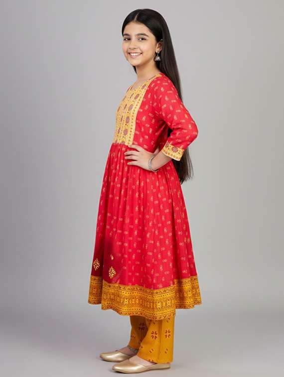 women printed three quarter sleeve kurta - 22278317 -  Standard Image - 1