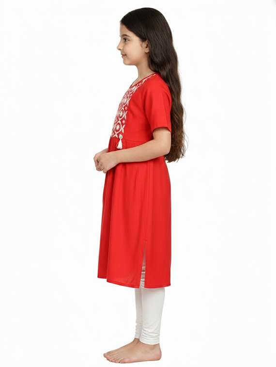 women embroidered short sleeve a-line kurta - 22278330 -  Standard Image - 1