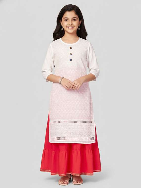 girls three quarter sleeve a-line kurta
