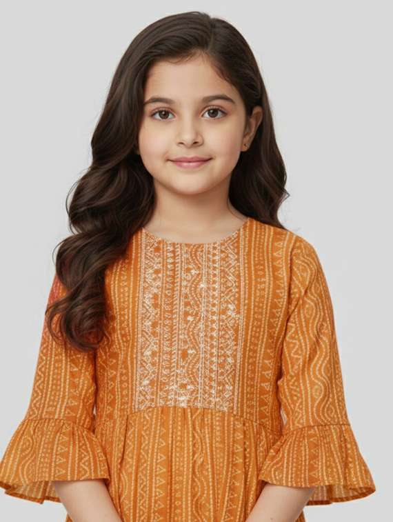 women printed three quarter sleeve kurta - 22278336 -  Standard Image - 1