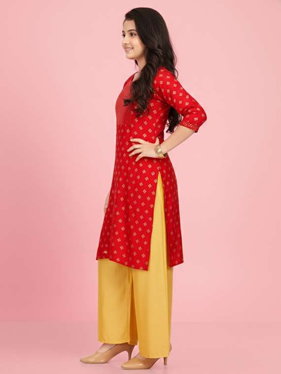 women printed three quarter sleeve kurta - 22278339 -  Standard Image - 1