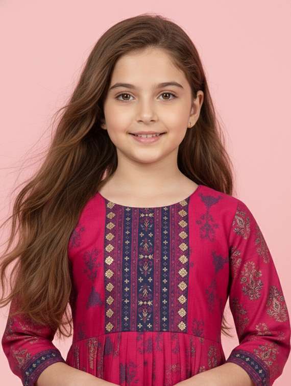 women printed three quarter sleeve kurta - 22278340 -  Standard Image - 1