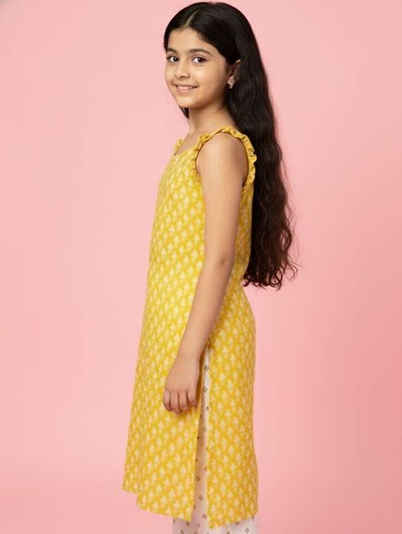 girls printed sleeveless a-line kurta - 22278347 -  Standard Image - 1