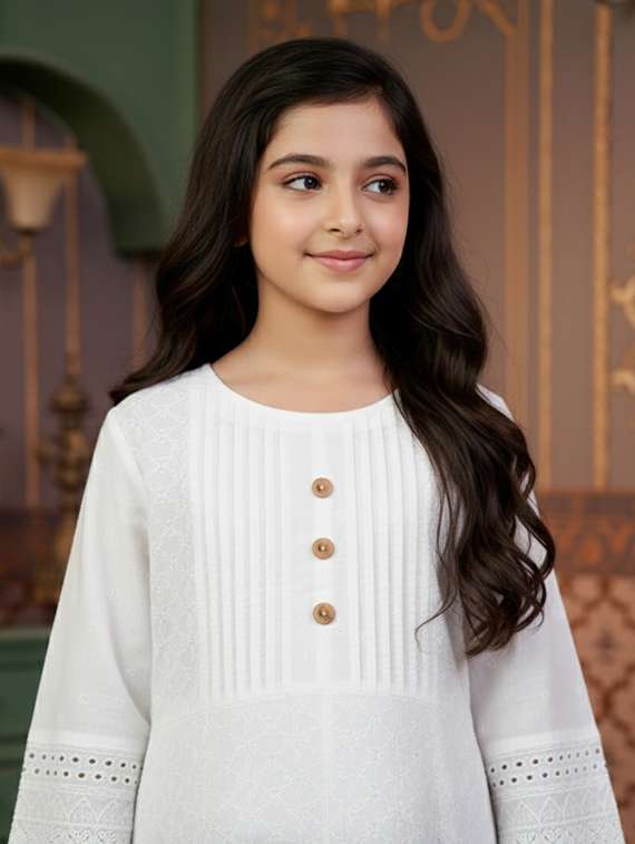 girls self designed long sleeve flared kurta - 22278374 -  Standard Image - 1