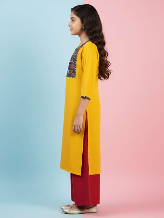 women three quarter sleeve kurta - 22278381 -  Standard Image - 1