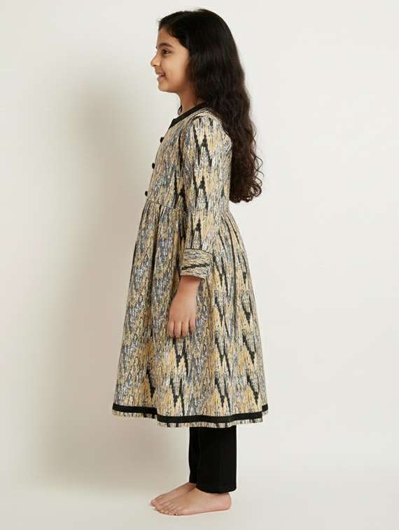 girls three quarter sleeve flared kurta - 22278394 -  Standard Image - 1