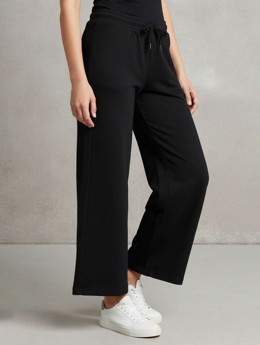 women solid mid rise track pant - 22278405 -  Standard Image - 1