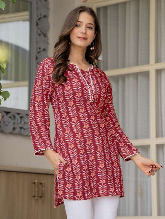 women printed long sleeve straight kurti - 22278438 -  Standard Image - 1