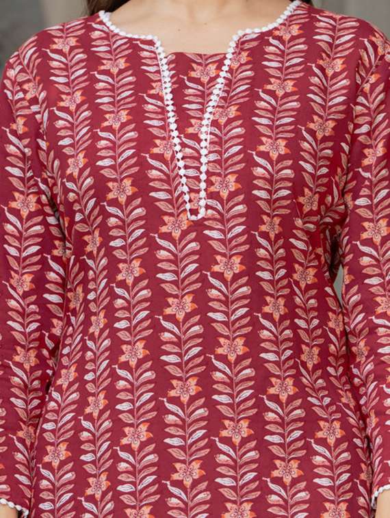 women printed long sleeve straight kurti - 22278438 -  Standard Image - 4