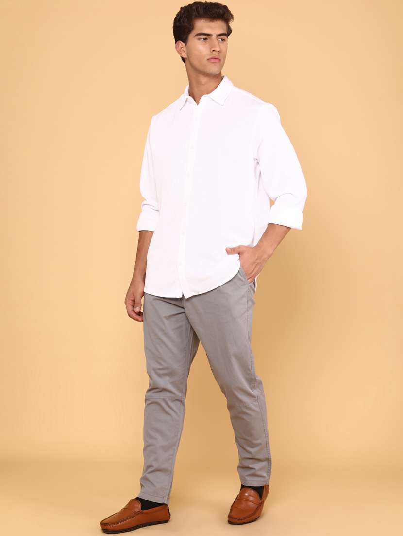 men solid mid rise regular fit  flat front trouser - 22278458 -  Standard Image - 4