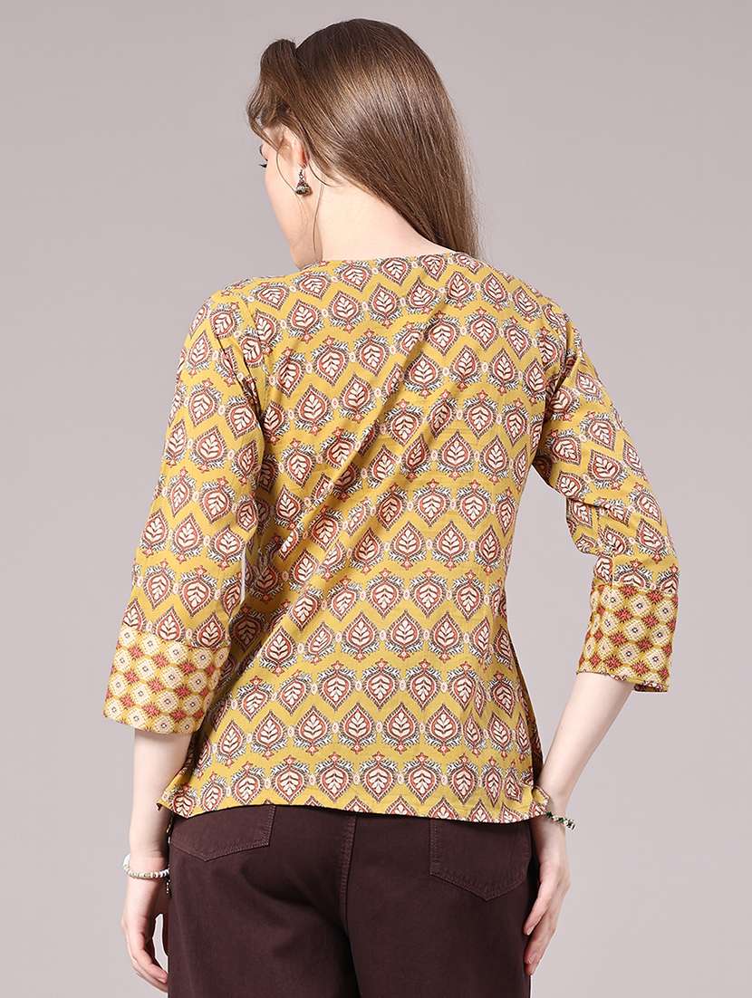 women printed notch neck top - 22278507 -  Standard Image - 4