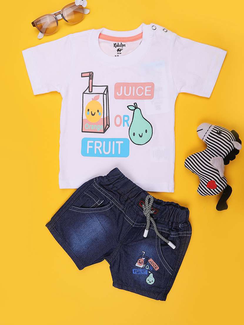 boys printed round neck t-shirt and shorts set - 22278528 -  Standard Image - 1