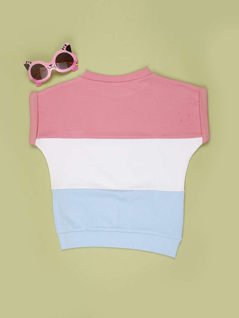 Girls Colourblocked Round Neck Tee - 22278594 -  Standard Image - 1