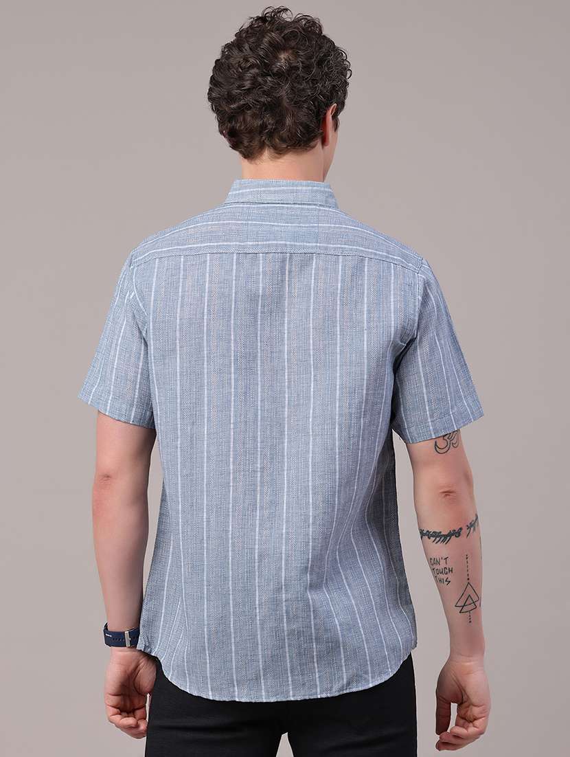 men striped short sleeve regular fit casual shirt - 22278756 -  Standard Image - 4