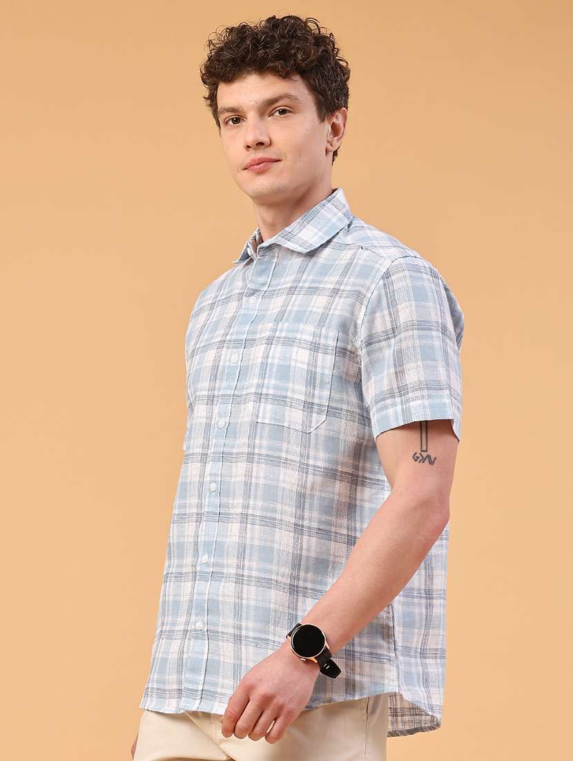 men checkered short sleeve regular fit casual shirt - 22278758 -  Standard Image - 4