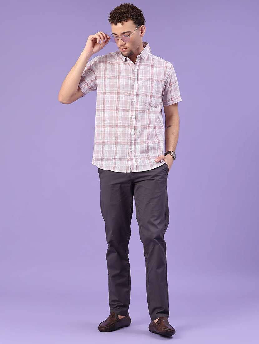 men checkered short sleeve regular fit casual shirt - 22278759 -  Standard Image - 4