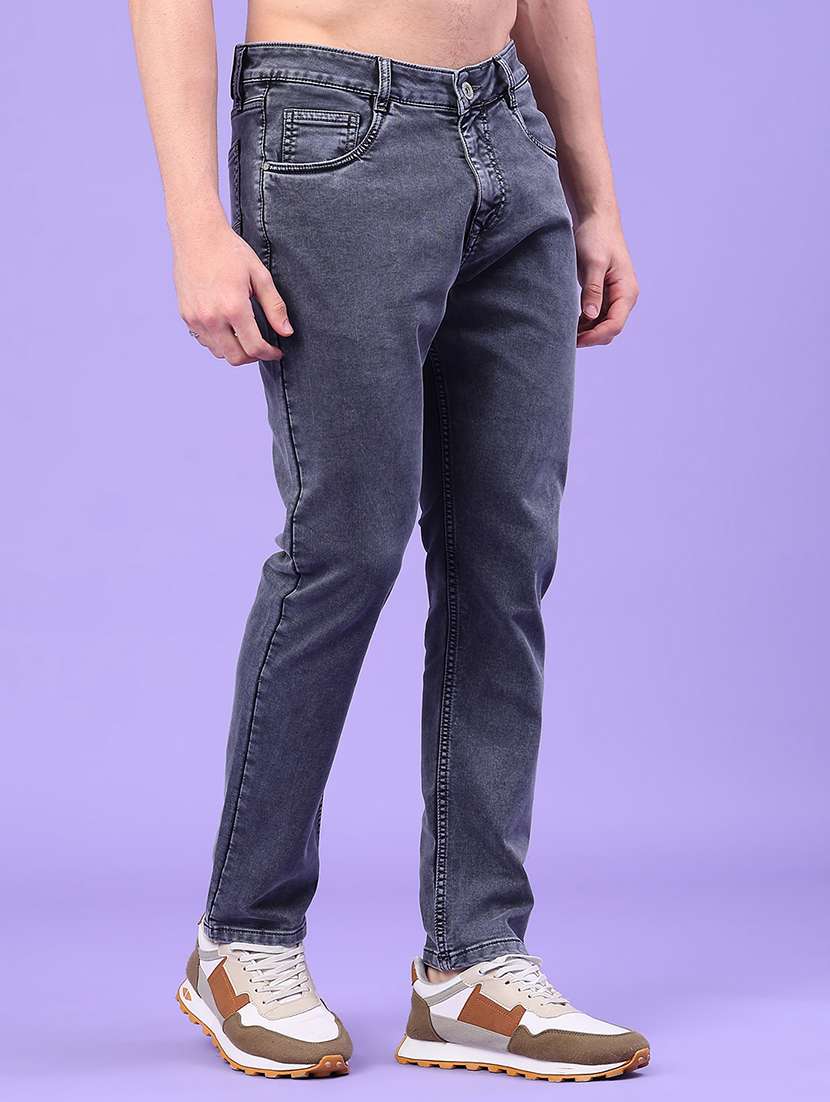 Men Plain Mid Rise Full Length Jeans - 22278821 -  Standard Image - 1