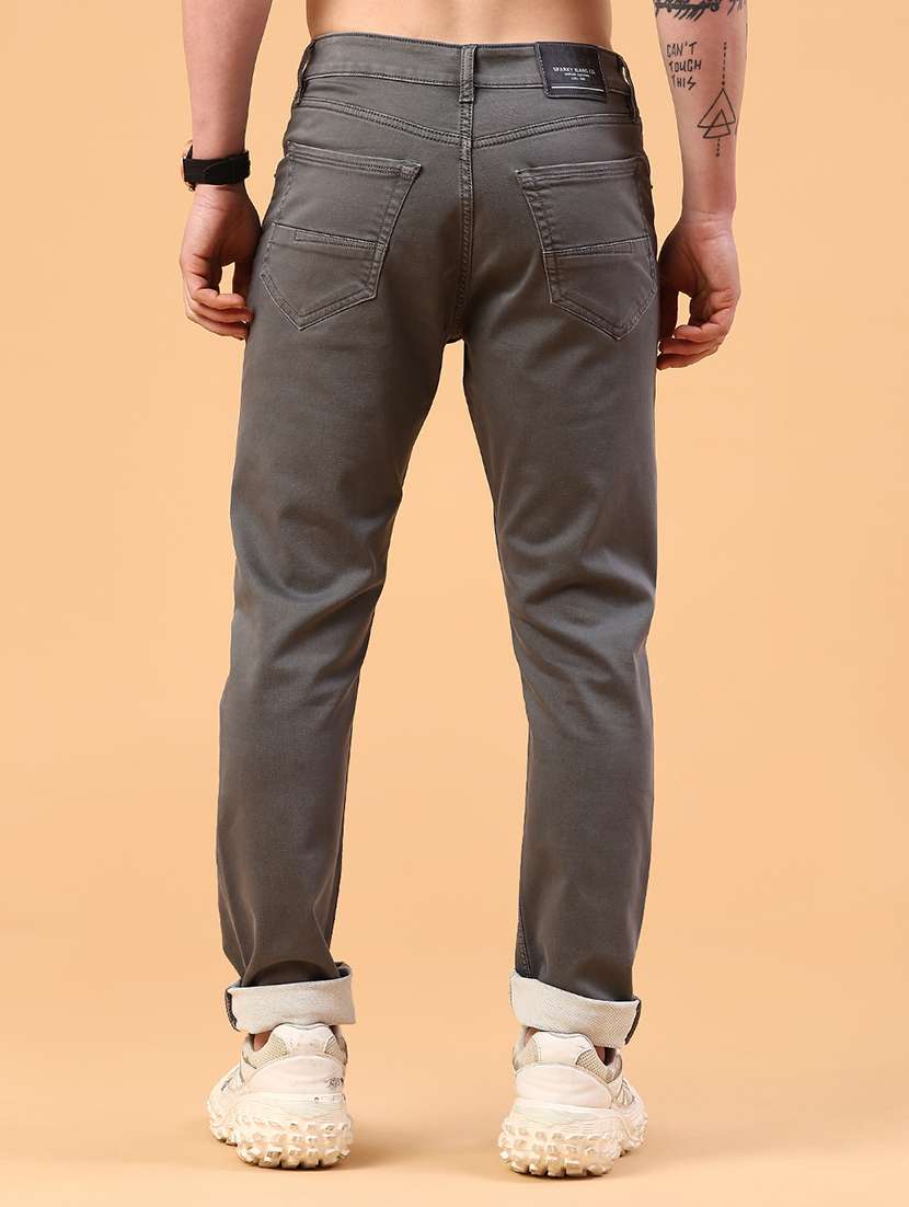 men plain mid rise full length tapered jeans - 22278824 -  Standard Image - 4