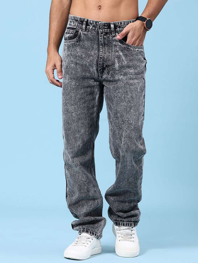 men grey cotton jean