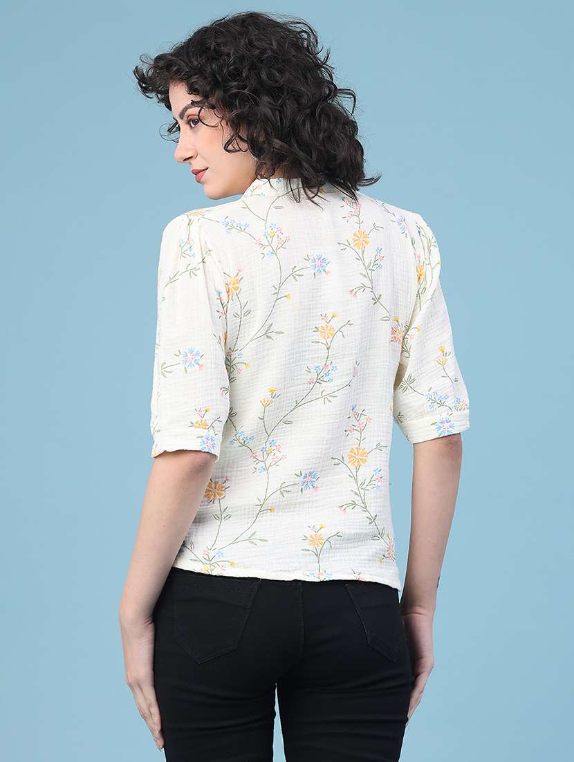 women floral three quarter sleeve top - 22278869 -  Standard Image - 4