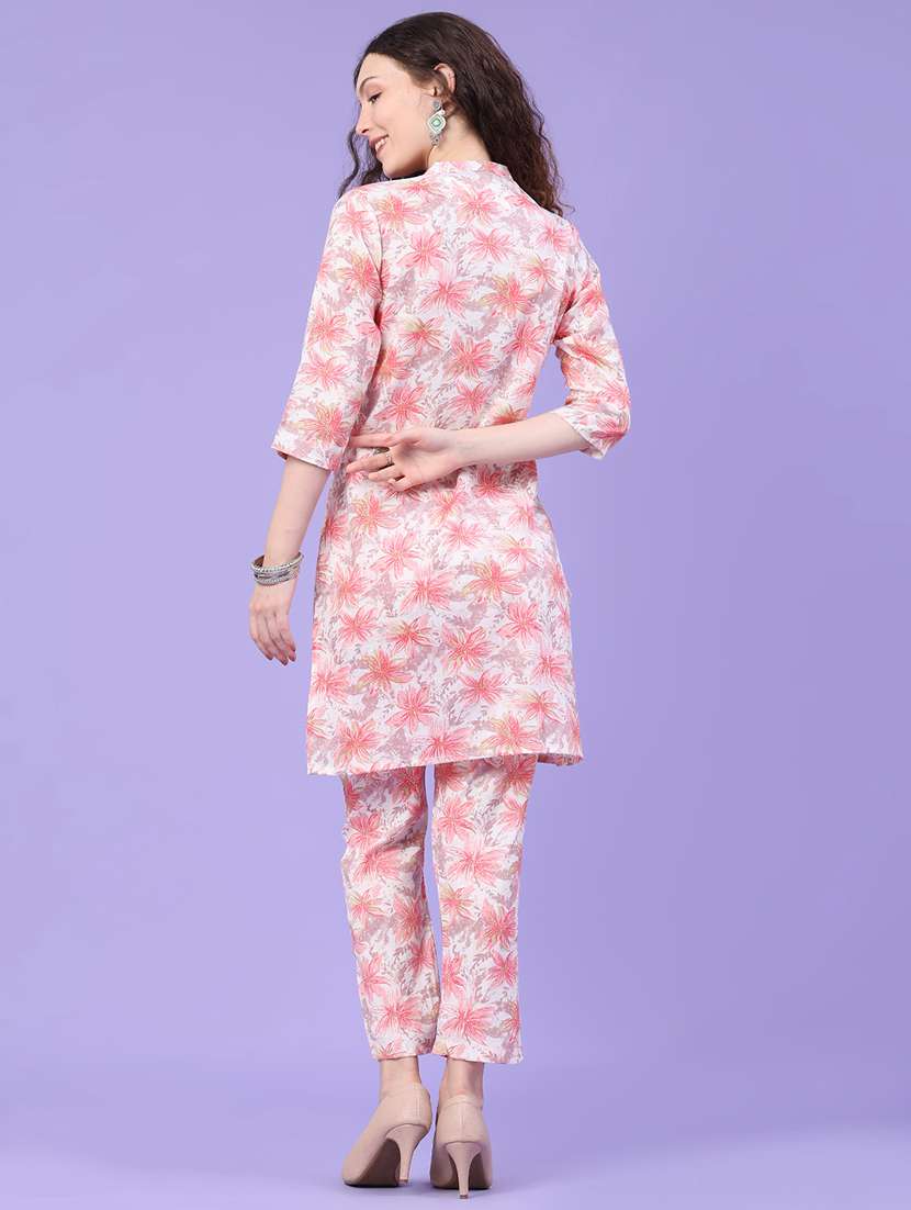 women printed three quarter sleeves ethnic co-ord set - 22278938 -  Standard Image - 4