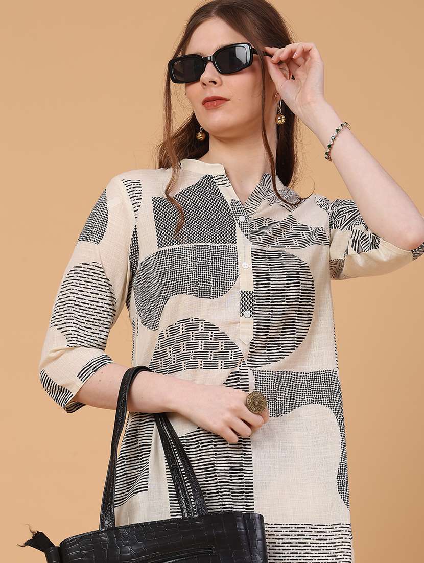 women printed three quarter sleeve ethnic co-ord set - 22278939 -  Standard Image - 4