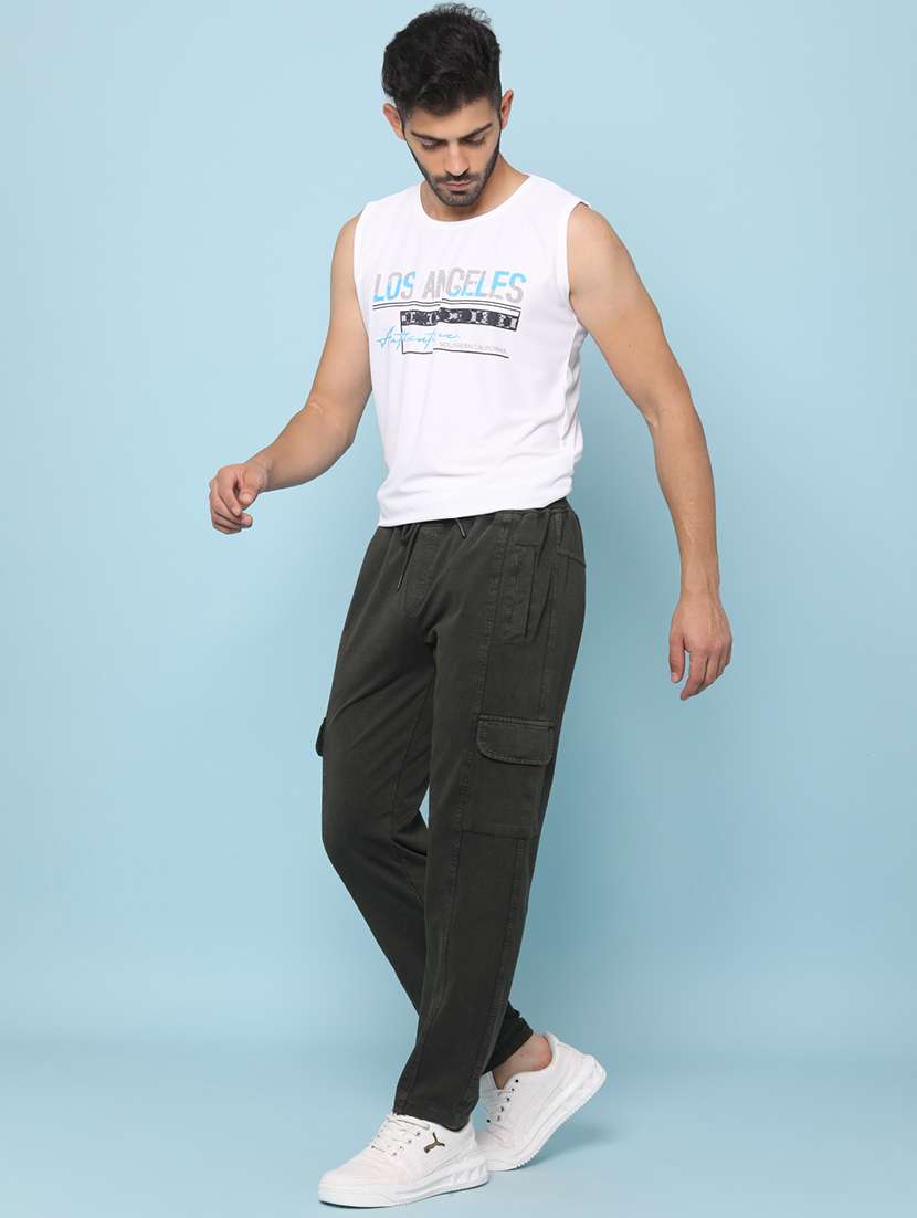 men solid mid rise regular fit cargo  - 22278964 -  Standard Image - 4
