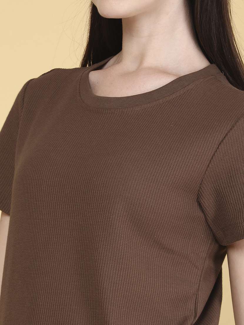 women solid round neck top - 22279004 -  Standard Image - 1