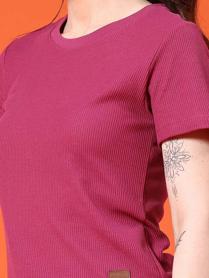 women solid short sleeve t-shirt - 22279005 -  Standard Image - 1