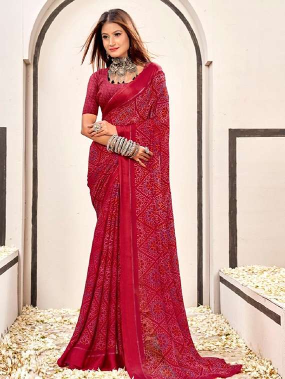 women printed casual wear saree with blouse